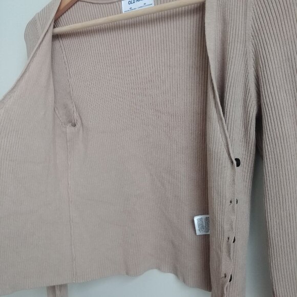 Old Navy soft little ribbed cardigan sweater top camel brown stretch XS - Picture 6 of 15